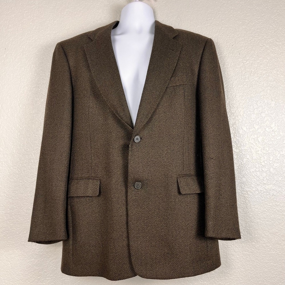 Vtg Karma Sport Coat‎ Mens 40R Brown Wool Tweed Heritage Academia Preppy Ivy